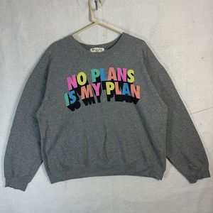 Wound Up Womens Gray Pullover Sweatshirt Size 3XL "No Plans is my plan" Graphic
